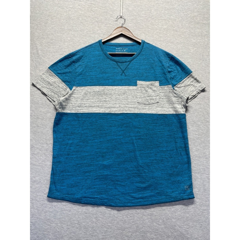 American Eagle Outfitters Pocket T Shirt Men 2XL Heather Blue Gray Cotton Casual